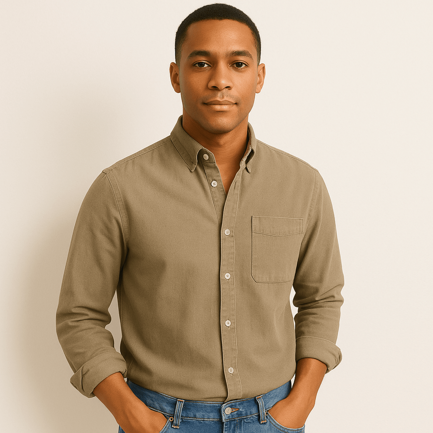 Chemise en lin homme à manches longues et coupe régulière