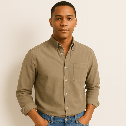 Chemise en lin homme à manches longues et coupe régulière