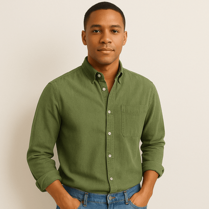 Chemise en lin homme à manches longues et coupe régulière