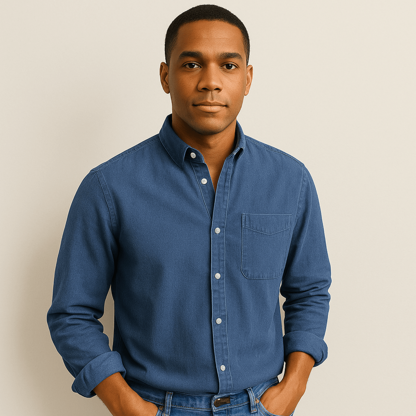 Chemise en lin homme à manches longues et coupe régulière
