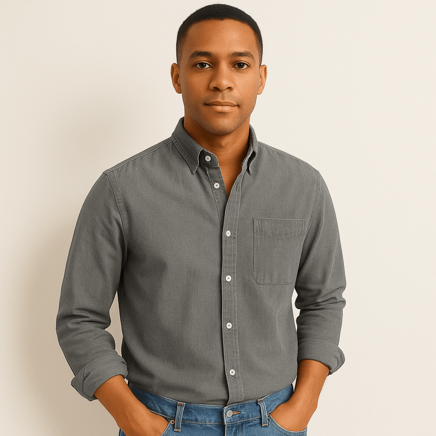 Chemise en lin homme à manches longues et coupe régulière