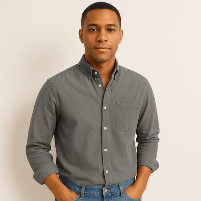 Chemise en lin homme à manches longues et coupe régulière