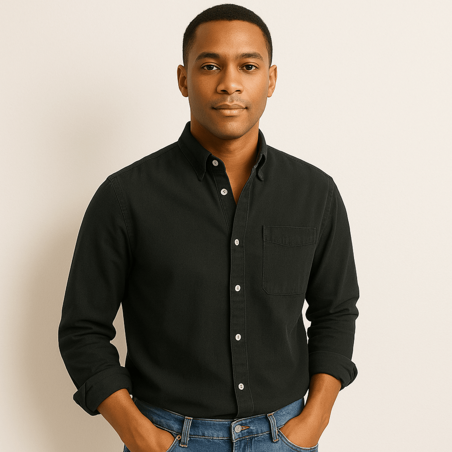 Chemise en lin homme à manches longues et coupe régulière