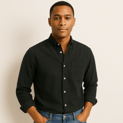 Chemise en lin homme à manches longues et coupe régulière