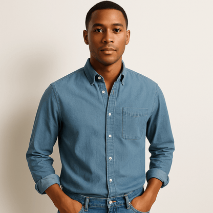 Chemise en lin homme à manches longues et coupe régulière
