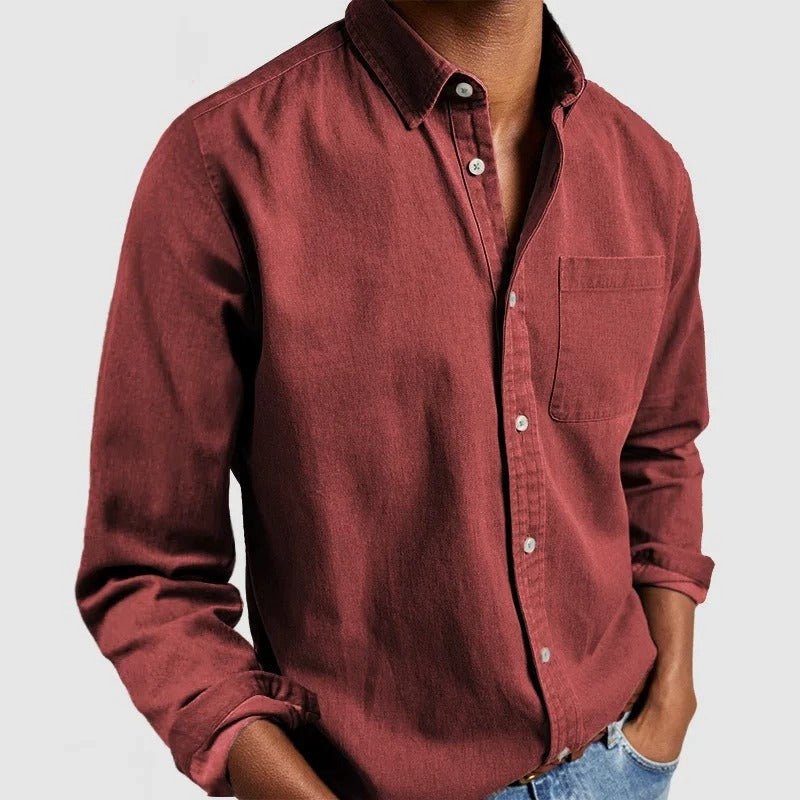 Chemise en lin homme à manches longues et coupe régulière