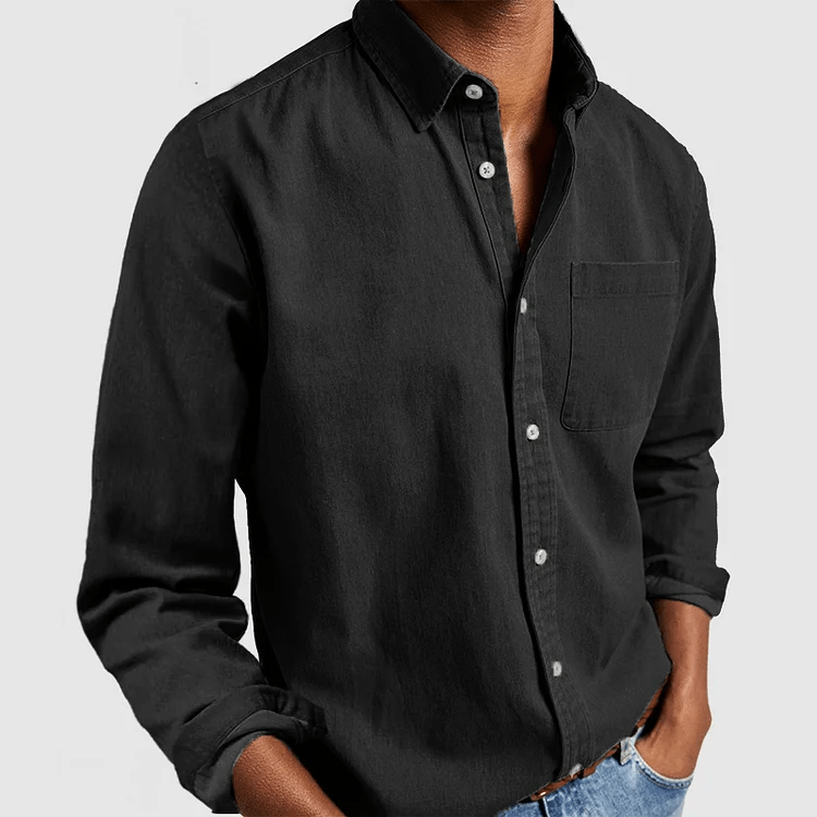 Chemise en lin homme à manches longues et coupe régulière