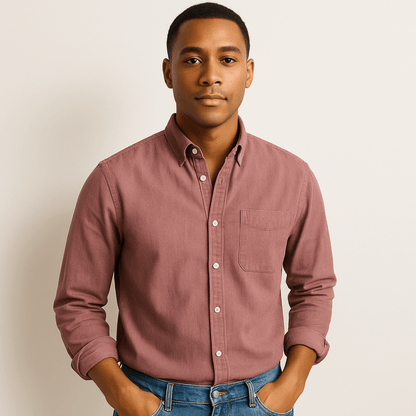 Chemise en lin homme à manches longues et coupe régulière