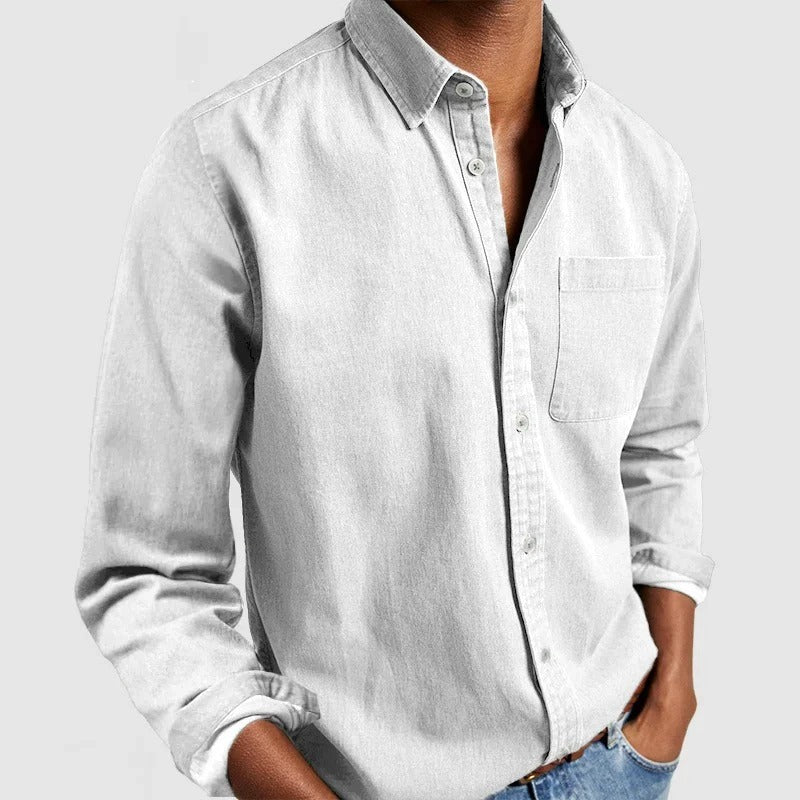 Chemise en lin homme à manches longues et coupe régulière