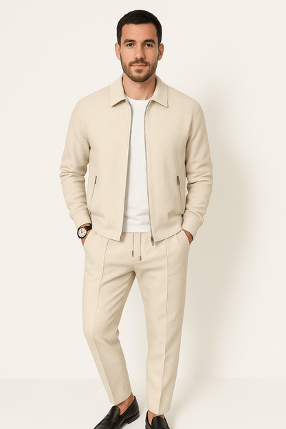Men's suit with jacket and pants with casual zipper | Minimalist two-piece set