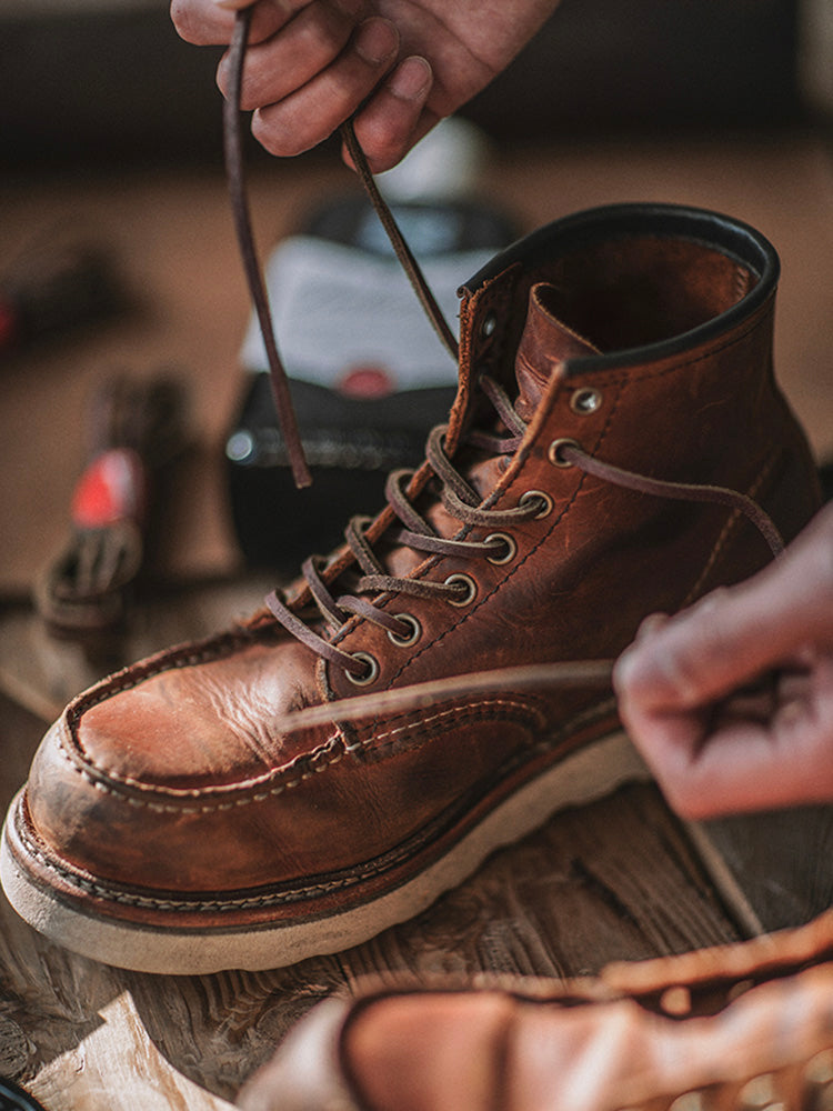 Bottes de travail pour homme à bout mocassin en cuir pleine fleur