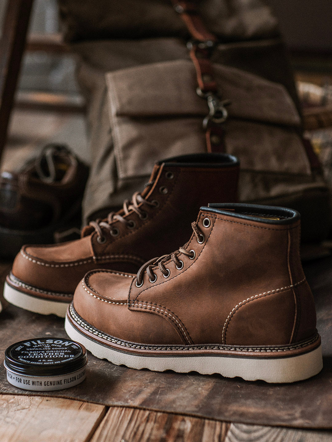 Bottes de travail pour homme à bout mocassin en cuir pleine fleur