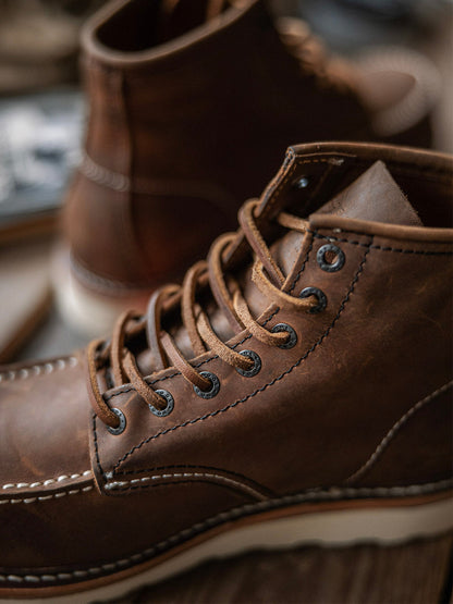 Bottes de travail pour homme à bout mocassin en cuir pleine fleur