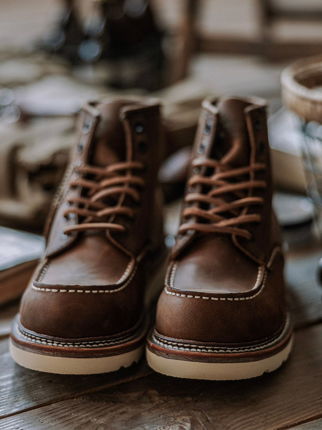 Bottes de travail pour homme à bout mocassin en cuir pleine fleur