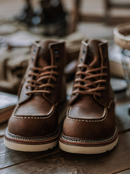 Bottes de travail pour homme à bout mocassin en cuir pleine fleur