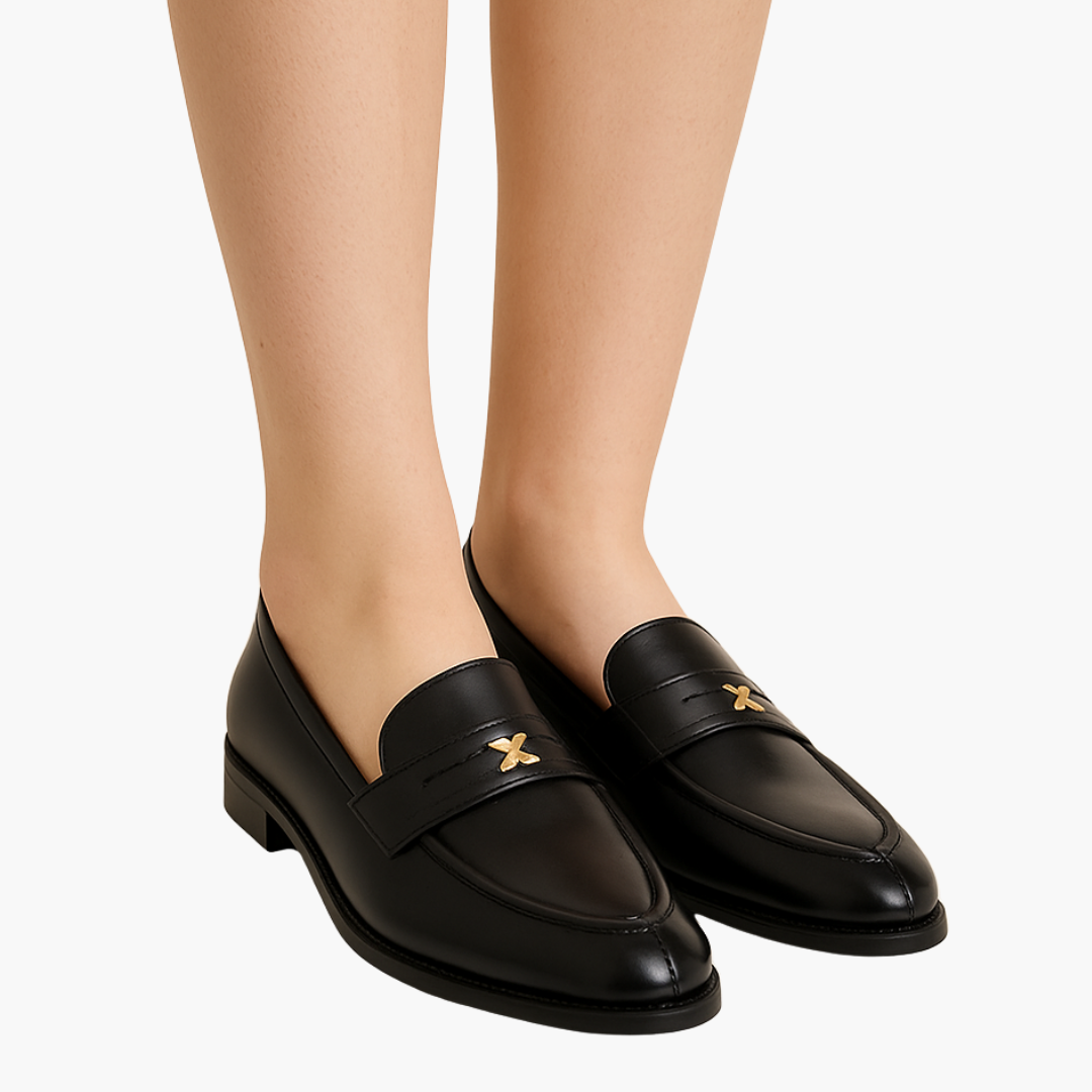 Mocassin orthopédique pour femme en cuir - Noir