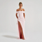 Robe maxi élégante à épaules dénudées avec fente pour femme