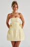 Short strapless jacquard dress with back cutout