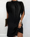 Robe de soirée courte pour femme avec manches chauve-souris et col plissé
