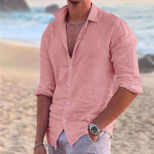 Chemise en lin à manches longues pour hommes – printemps, été