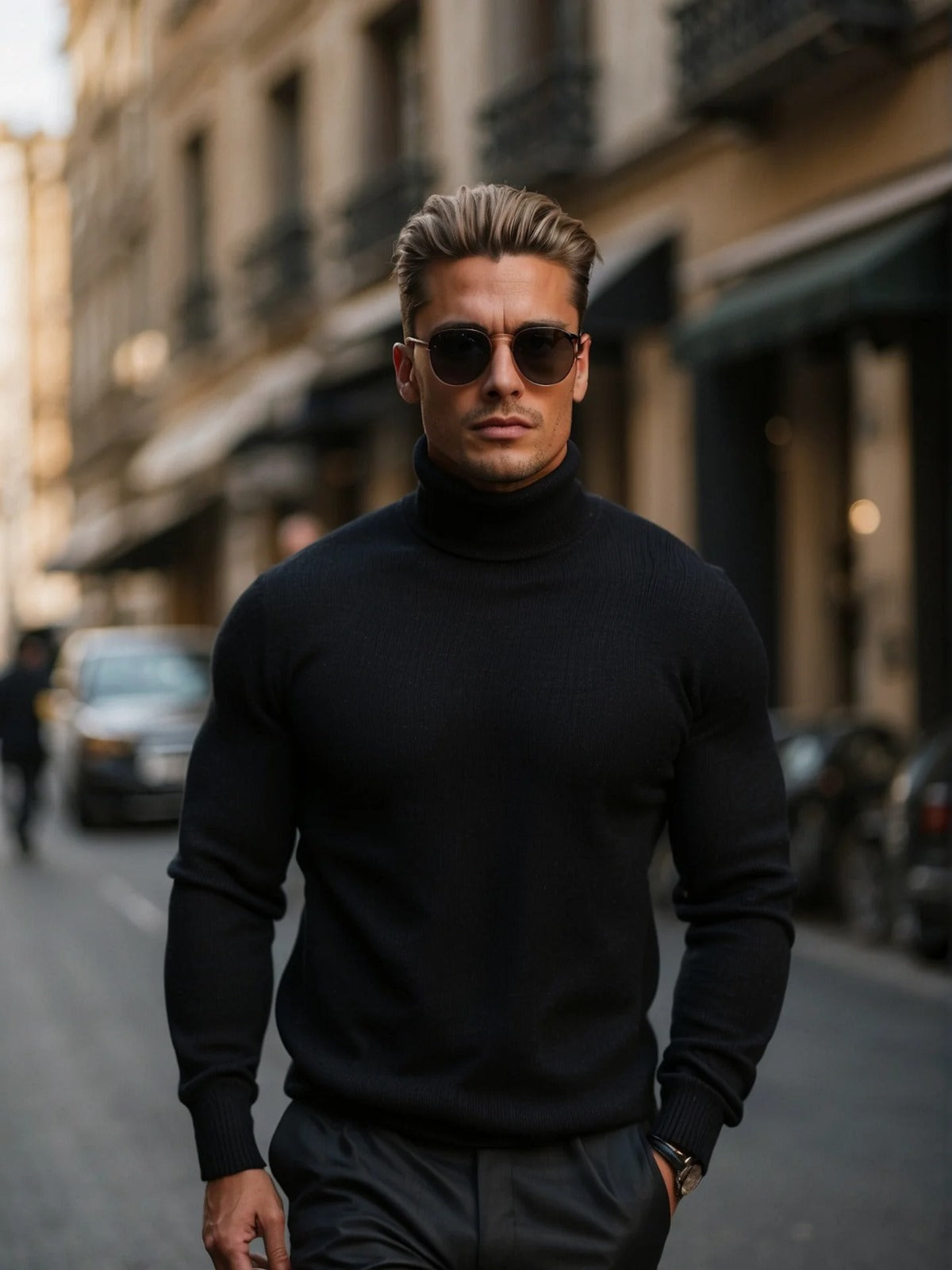 Pull à col roulé en coton pour hommes - doux et de haute qualité