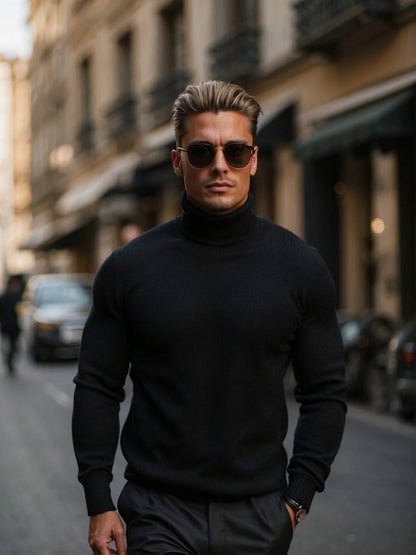 Pull à col roulé en coton pour hommes - doux et de haute qualité