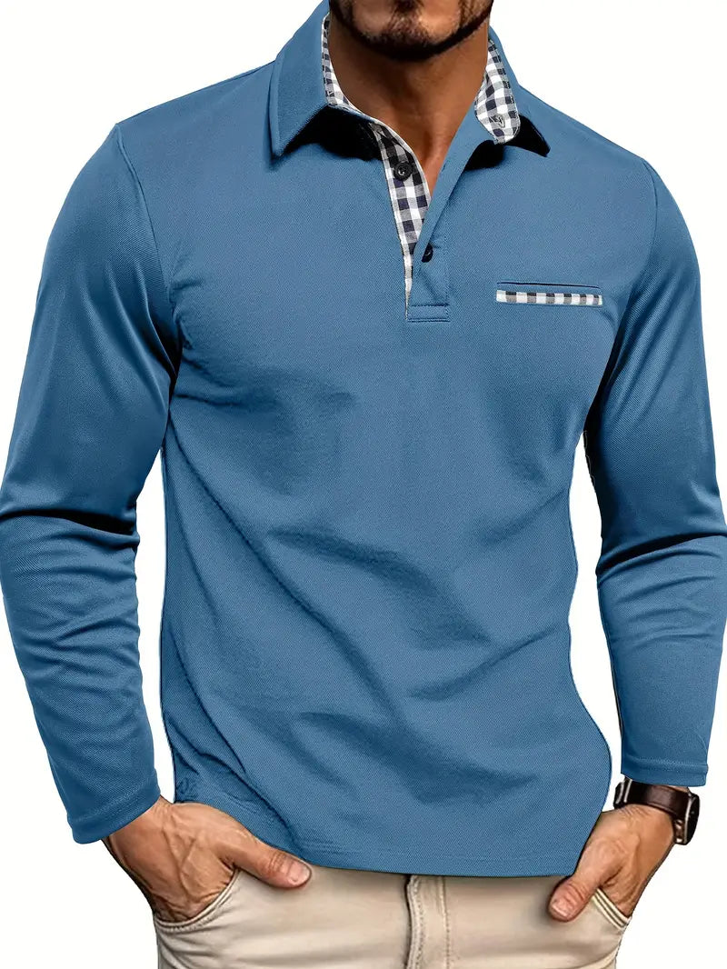 Polo homme à manches longues et col