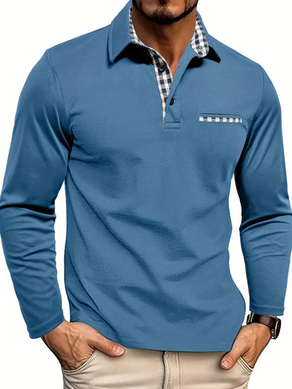 Polo homme à manches longues et col
