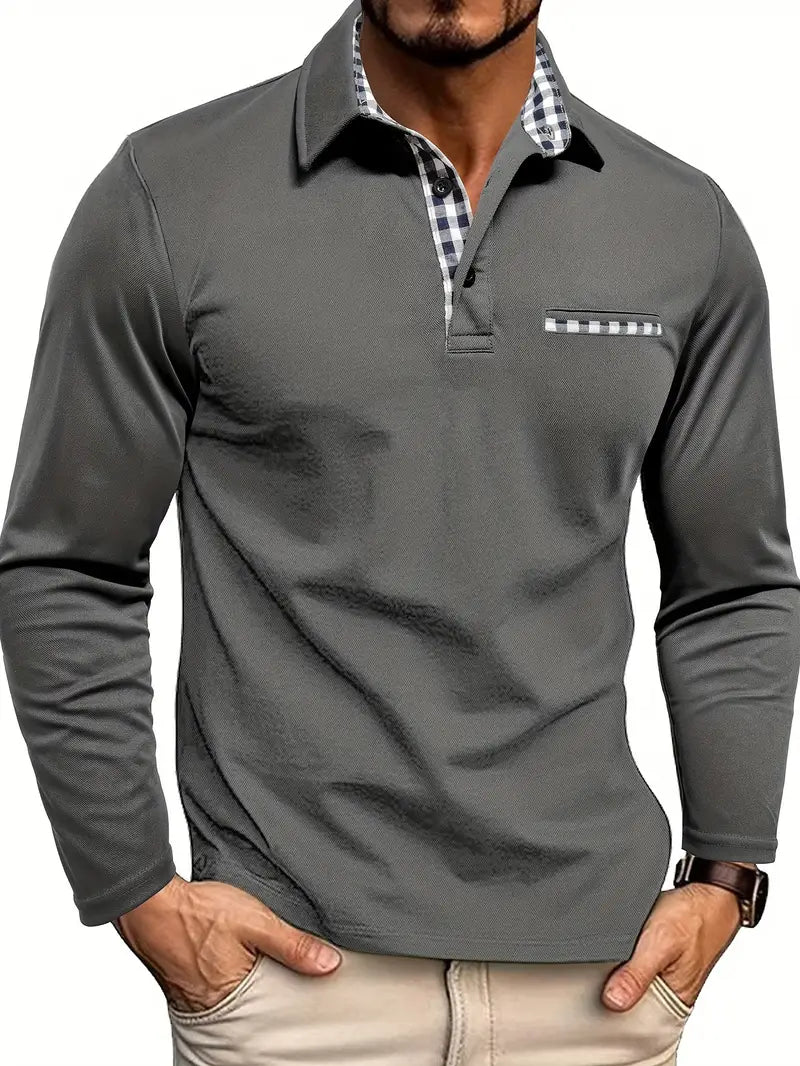 Polo homme à manches longues et col