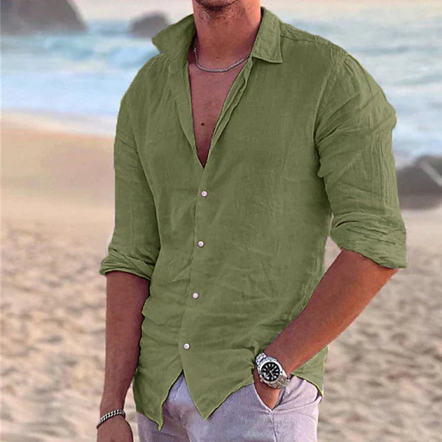 Chemise en lin à manches longues pour hommes – printemps, été