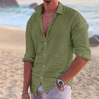 Chemise en lin à manches longues pour hommes – printemps, été
