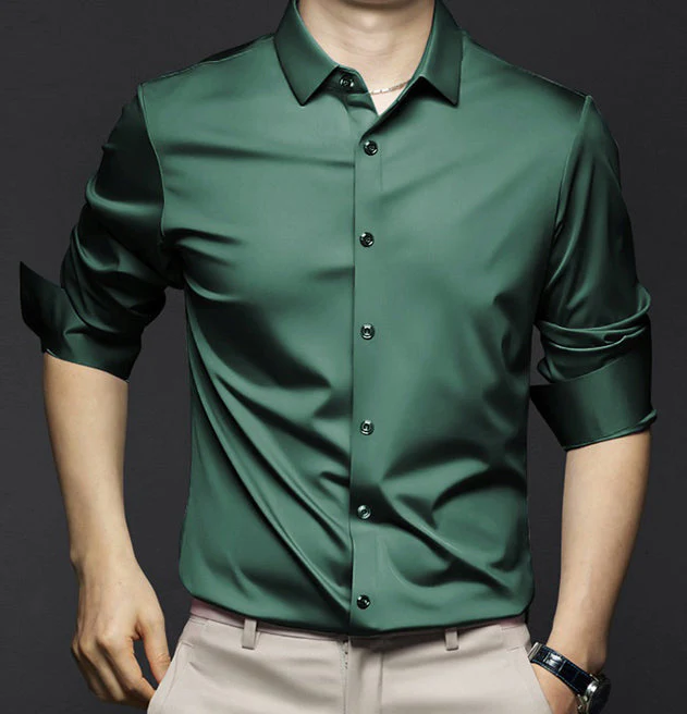 Victor - Chemise en satin à manches longues