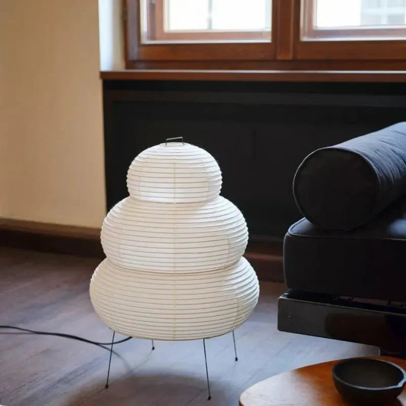 Lampe sur pied artistique en papier de riz Wabi Sabi avec pied réglable