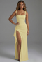 Robe maxi élégante et moulante avec fente sur la jambe