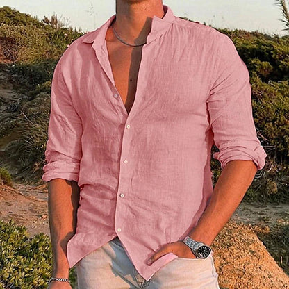 Chemise en lin à manches longues pour hommes – printemps, été